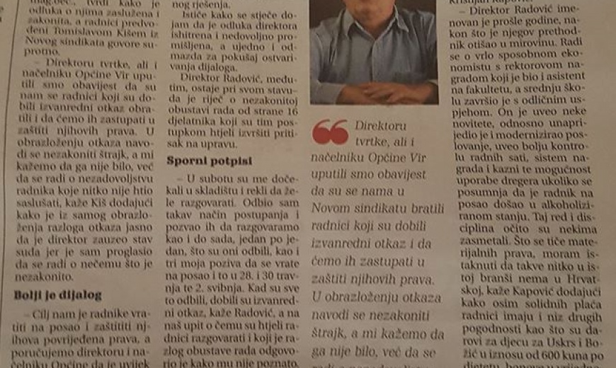 Pravna pomoć radnicima Vir održavanje d.o.o.